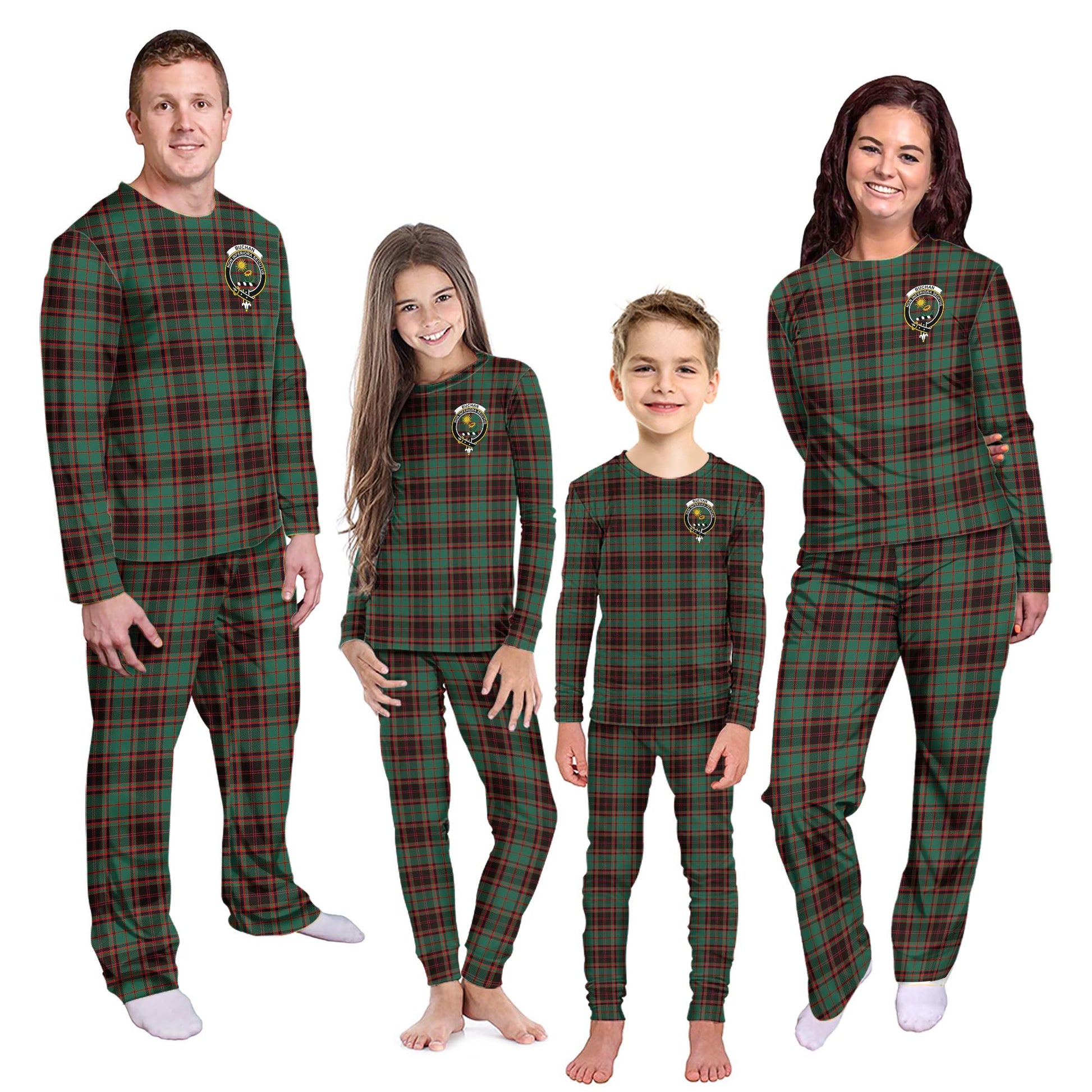 Buchan Ancient Tartan Pajamas Family Set with Family Crest Kid - Tartan Vibes Clothing