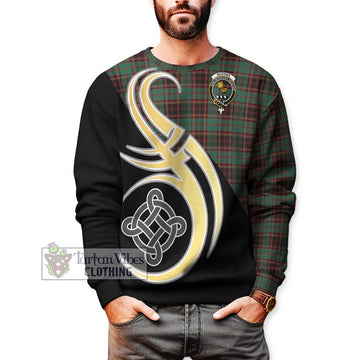 Buchan Ancient Tartan Sweatshirt with Family Crest and Celtic Symbol Style