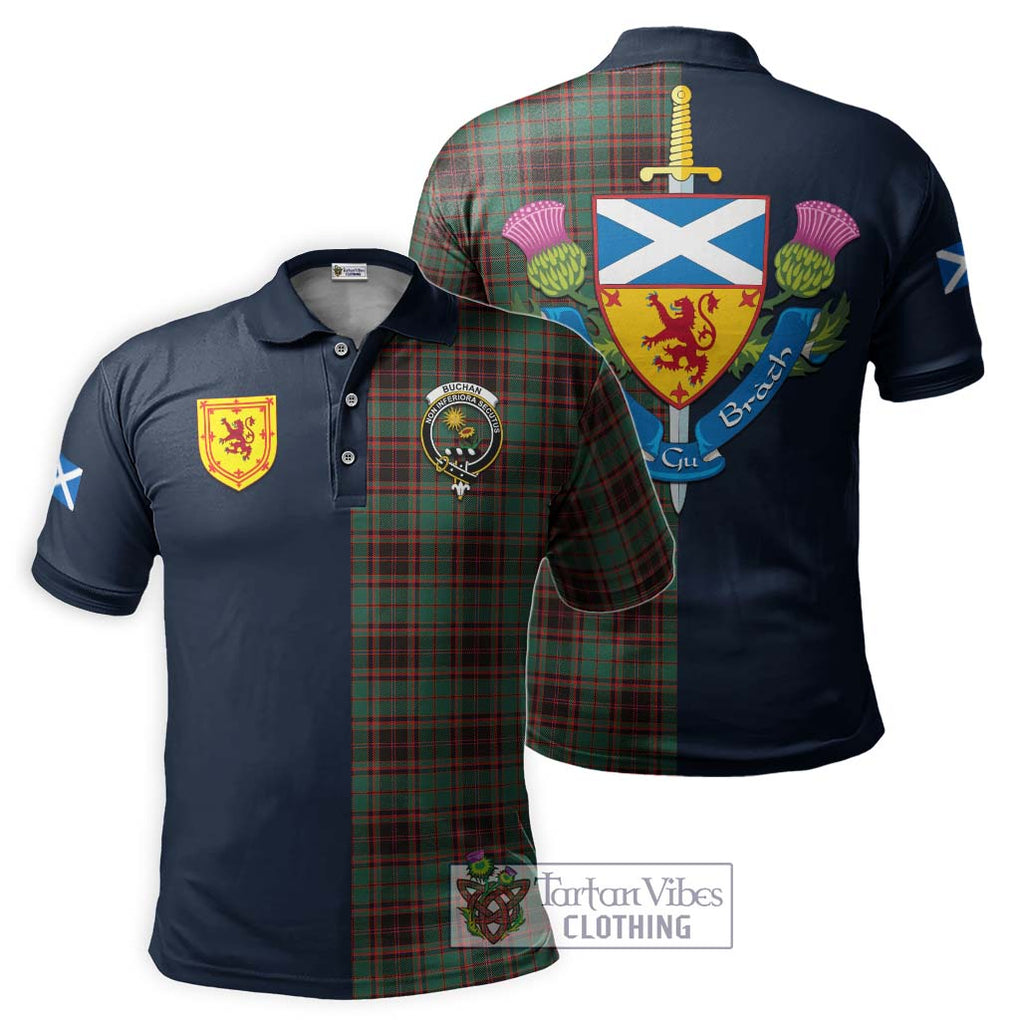 Tartan Vibes Clothing Buchan Ancient Tartan Polo Shirt with Scottish Lion Royal Arm Half Style