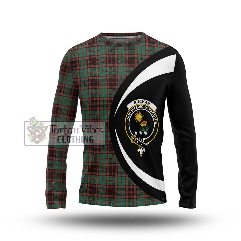 Buchan Ancient Tartan Long Sleeve T-Shirt with Family Crest Circle Style Unisex - Tartan Vibes Clothing