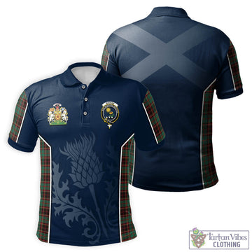 Buchan Ancient Tartan Men's Polo Shirt with Family Crest and Scottish Thistle Vibes Sport Style