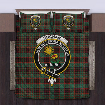 Buchan Ancient Tartan Quilt Bed Set with Family Crest