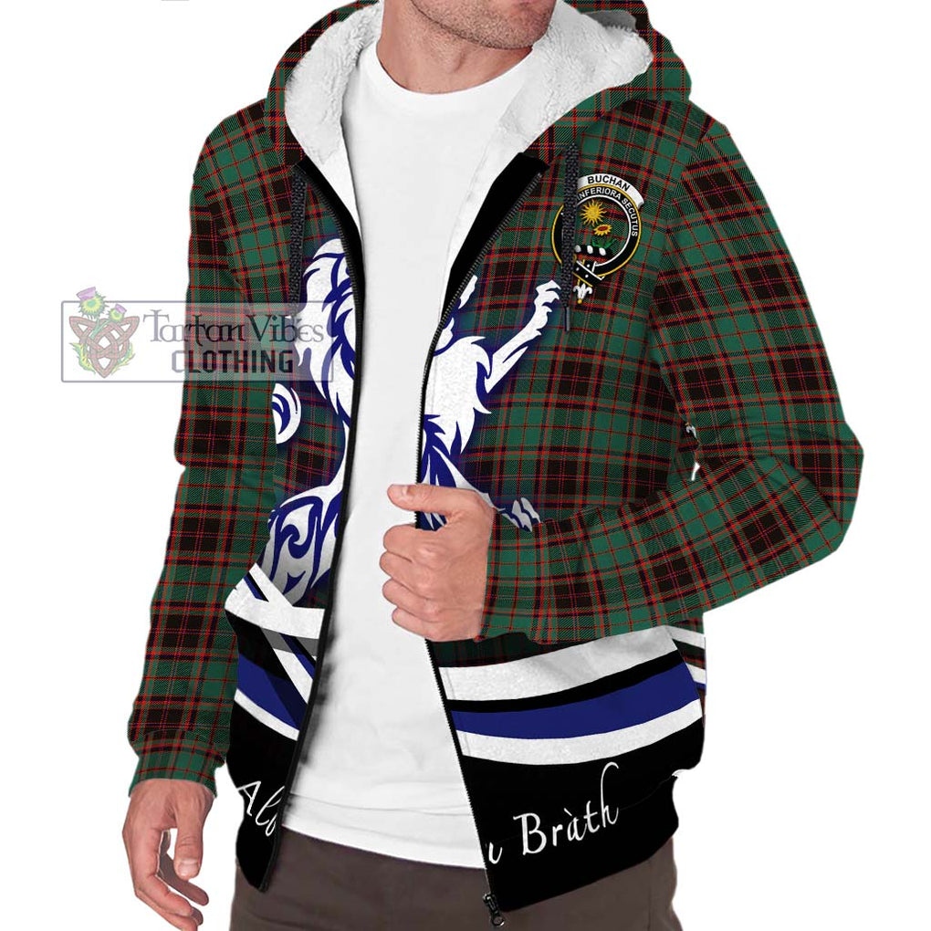 Buchan Ancient Tartan Sherpa Hoodie with Alba Gu Brath Regal Lion Emblem Unisex S - Tartanvibesclothing Shop