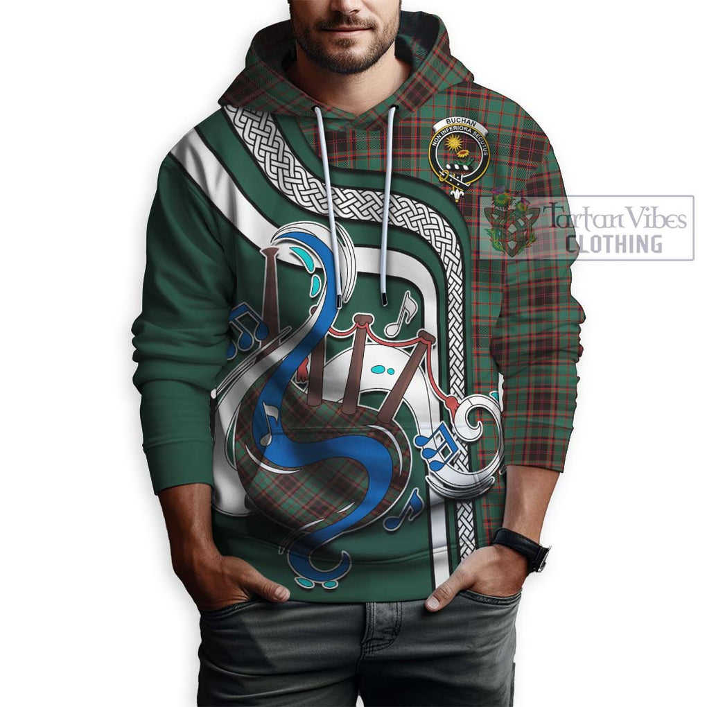 Buchan Ancient Tartan Hoodie with Epic Bagpipe Style Zip Hoodie - Tartanvibesclothing Shop