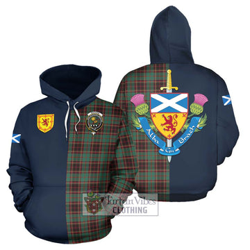 Buchan Ancient Tartan Hoodie Alba with Scottish Lion Royal Arm Half Style