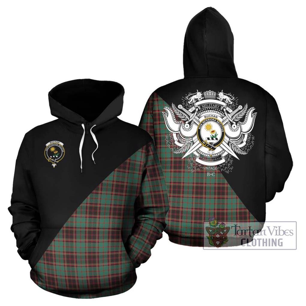 Buchan Ancient Tartan Hoodie with Family Crest and Military Logo Style Zip Hoodie - Tartanvibesclothing Shop