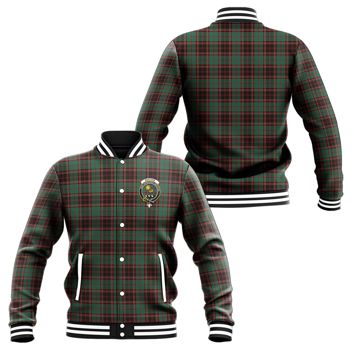 Buchan Ancient Tartan Baseball Jacket with Family Crest Unisex - Tartanvibesclothing