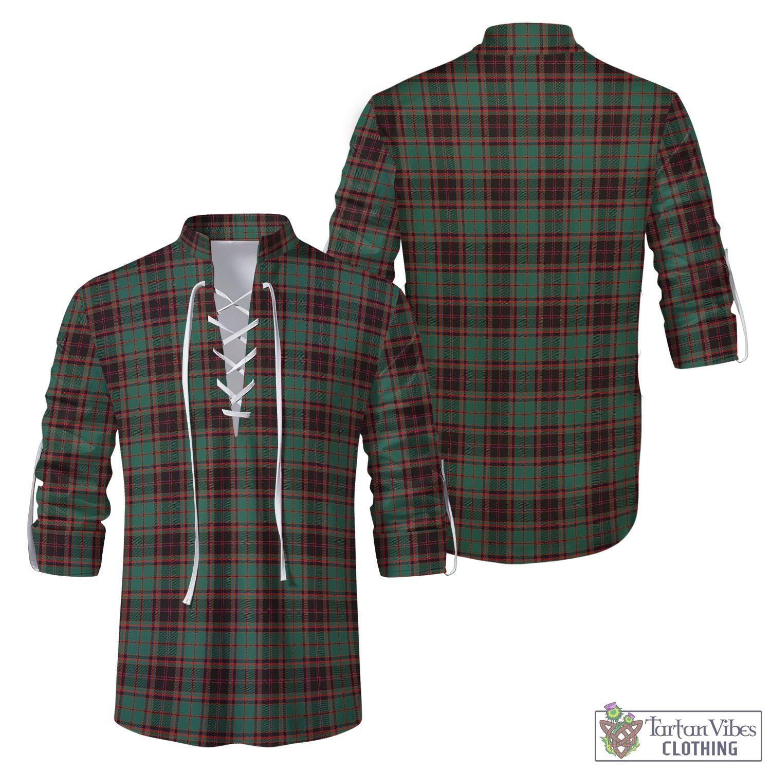 Tartan Vibes Clothing Buchan Ancient Tartan Men's Scottish Traditional Jacobite Ghillie Kilt Shirt