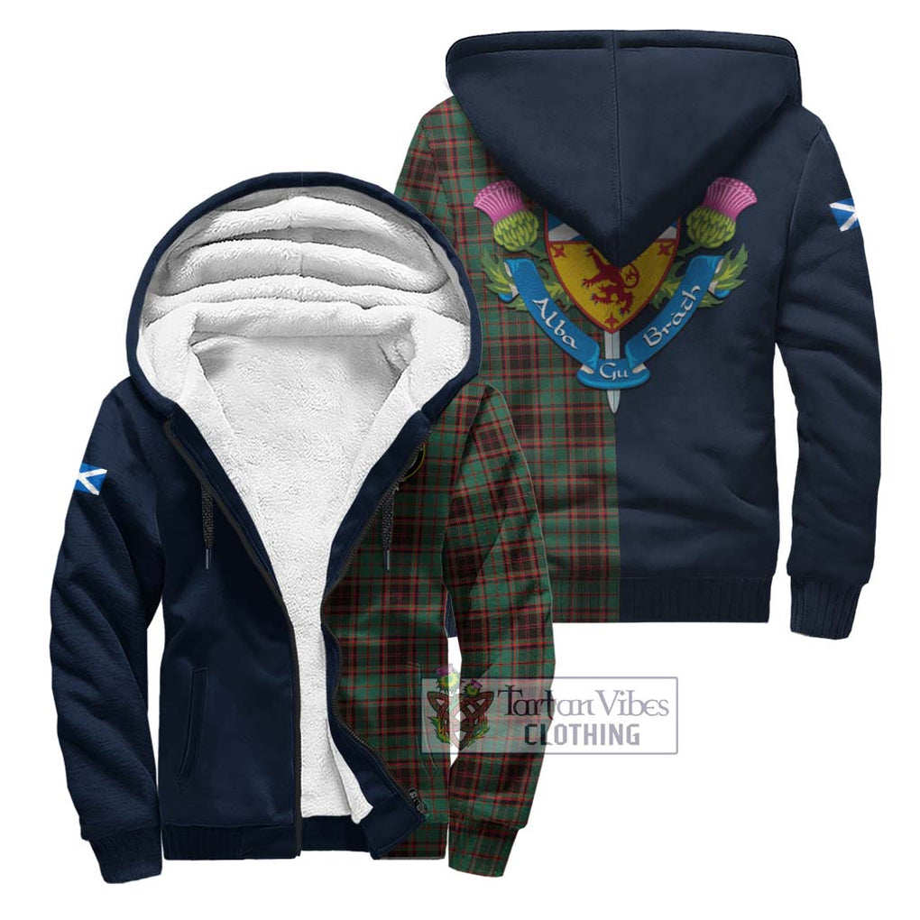 Tartan Vibes Clothing Buchan Ancient Tartan Sherpa Hoodie with Scottish Lion Royal Arm Half Style