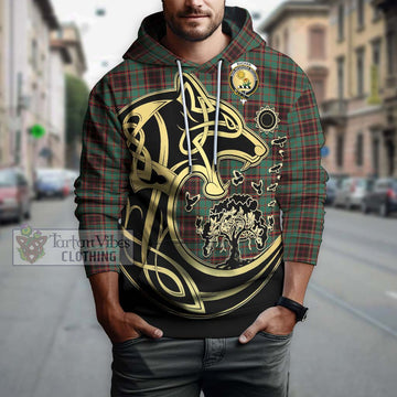 Buchan Ancient Tartan Hoodie with Family Crest Celtic Wolf Style