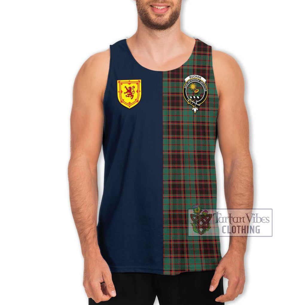 Tartan Vibes Clothing Buchan Ancient Tartan Men's Tank Top with Scottish Lion Royal Arm Half Style