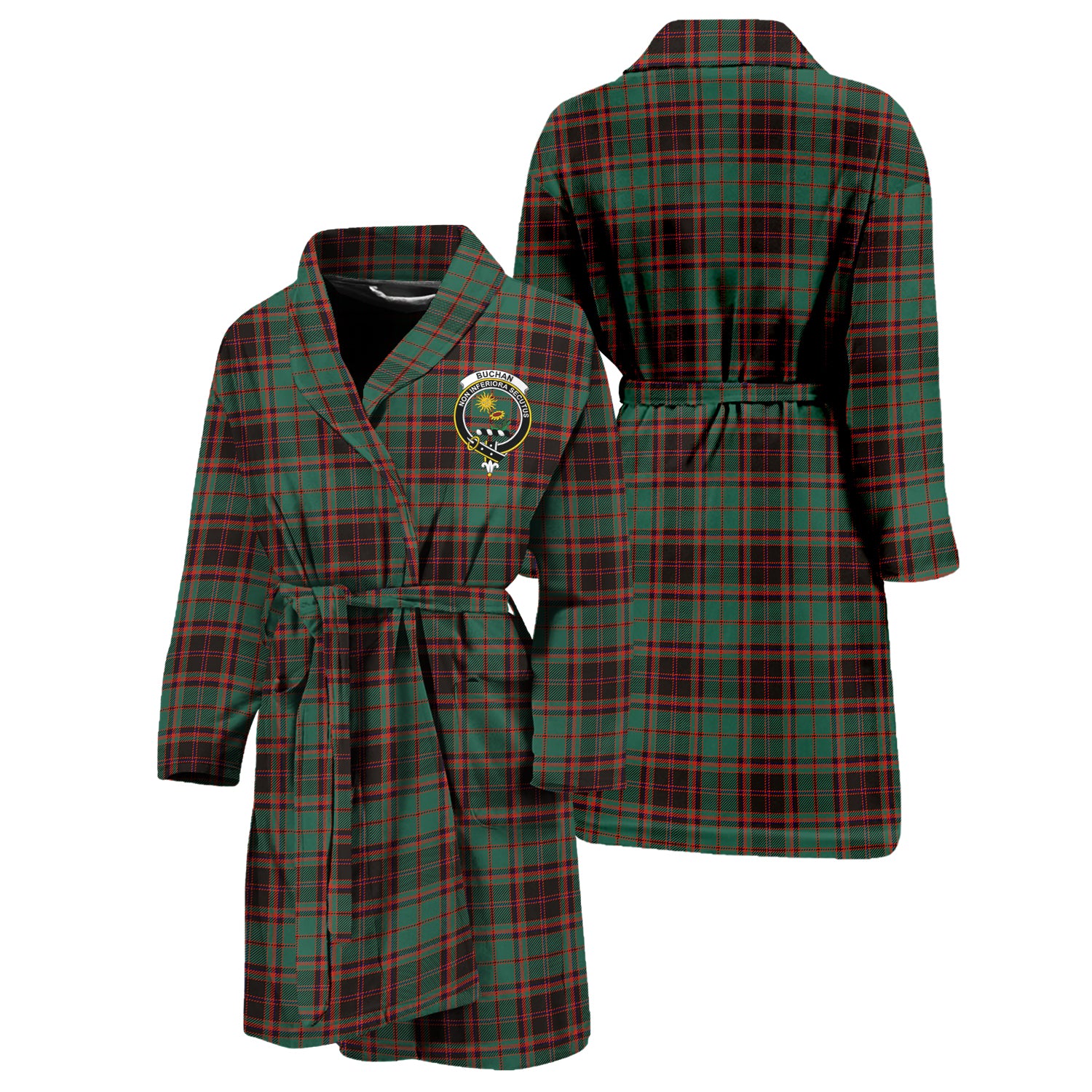 Buchan Ancient Tartan Bathrobe with Family Crest Unisex S - Tartan Vibes Clothing