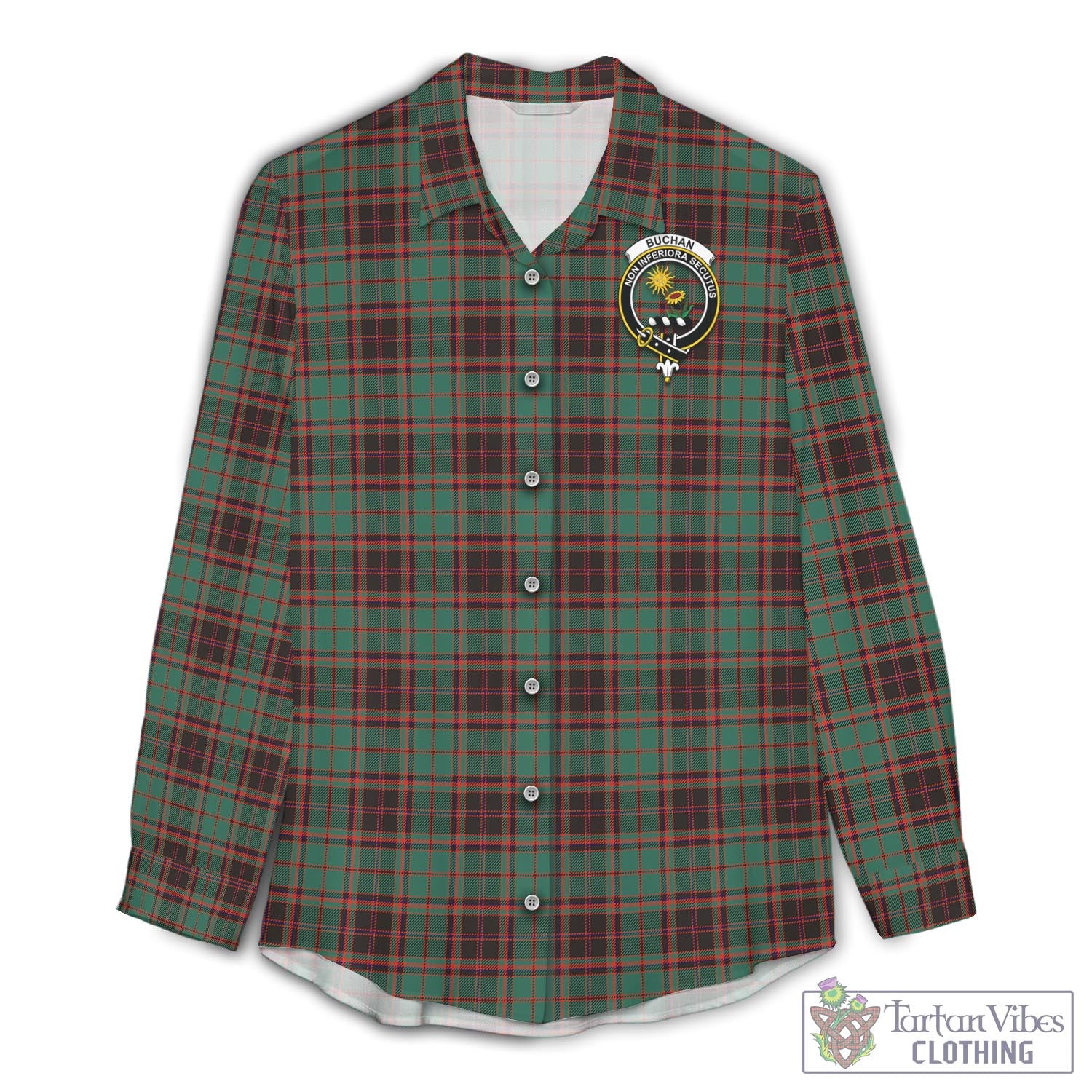 Tartan Vibes Clothing Buchan Ancient Tartan Womens Casual Shirt with Family Crest