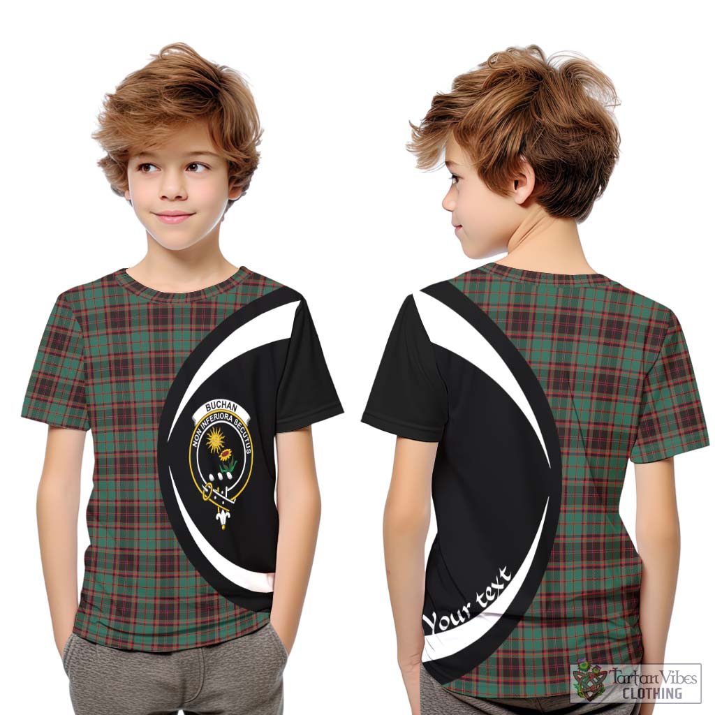 Buchan Ancient Tartan Kid T-Shirt with Family Crest Circle Style Youth XL Size14 - Tartan Vibes Clothing