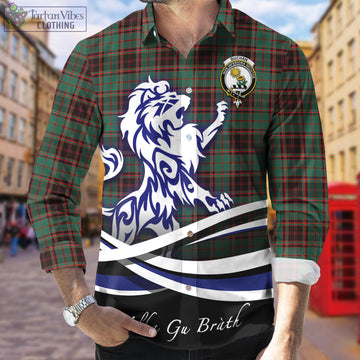 Buchan Ancient Tartan Long Sleeve Button Up Shirt with Alba Gu Brath Regal Lion Emblem