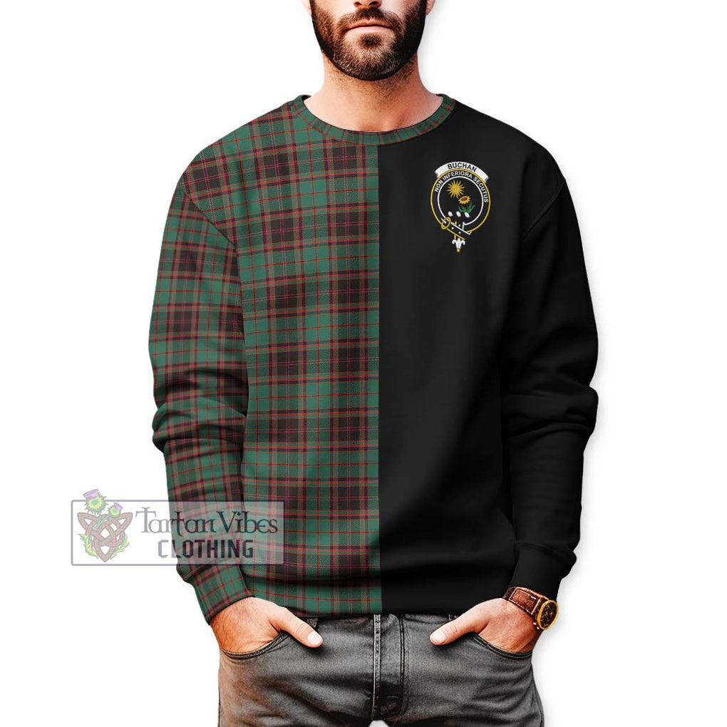 Buchan Ancient Tartan Sweatshirt with Family Crest and Half Of Me Style Unisex - Tartanvibesclothing Shop