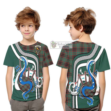 Buchan Ancient Tartan Kid T-Shirt with Epic Bagpipe Style