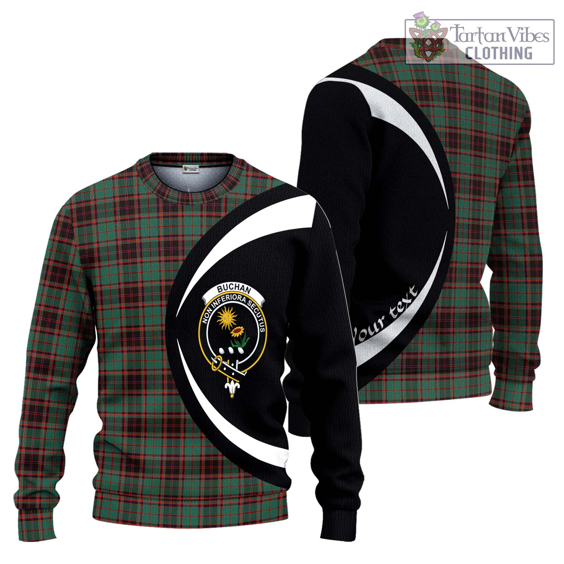 Buchan Ancient Tartan Ugly Sweater with Family Crest Circle Style Unisex - Tartan Vibes Clothing