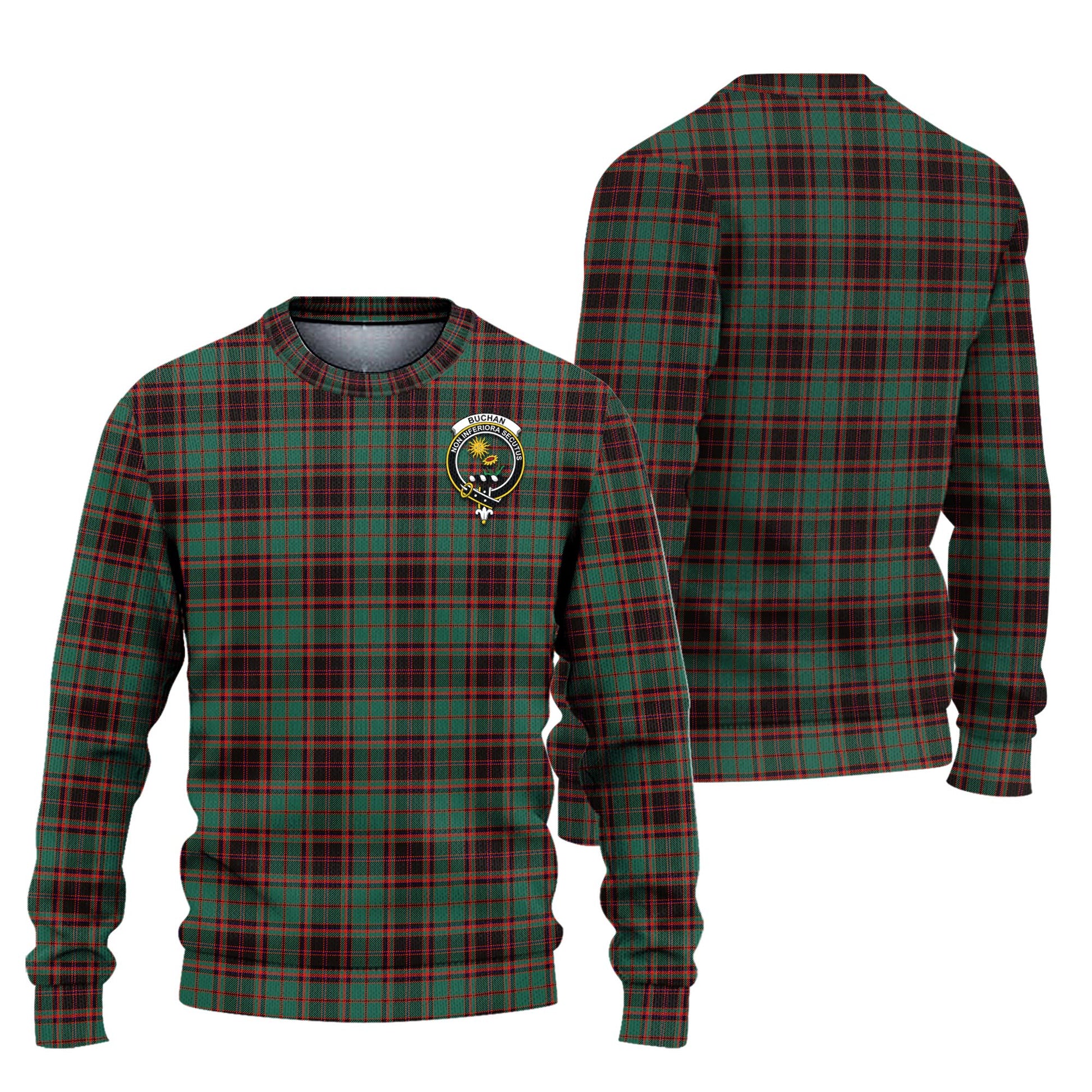 Buchan Ancient Tartan Knitted Sweater with Family Crest Unisex - Tartanvibesclothing