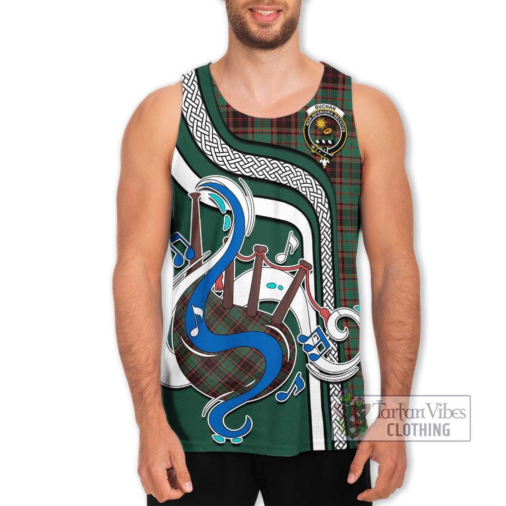 Buchan Ancient Tartan Men's Tank Top with Epic Bagpipe Style Men - Tartanvibesclothing Shop