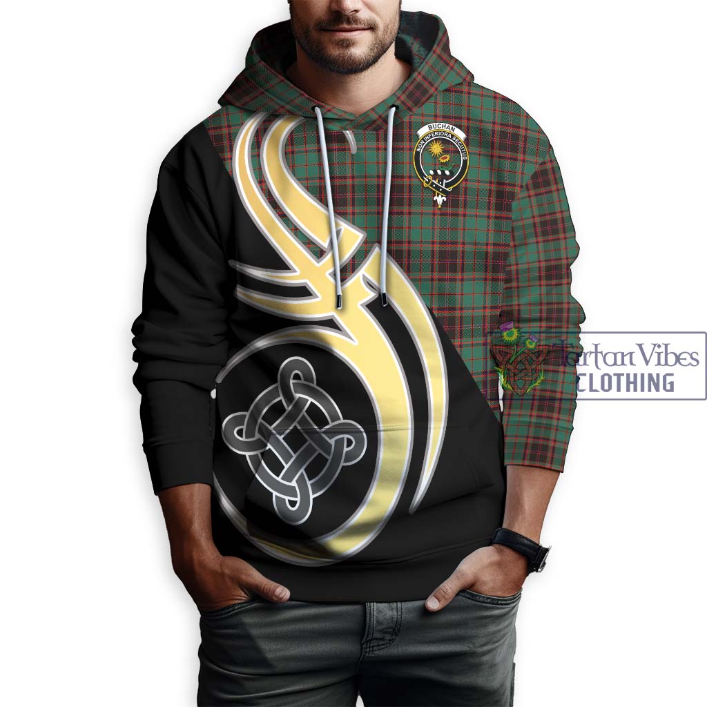 Buchan Ancient Tartan Hoodie with Family Crest and Celtic Symbol Style Zip Hoodie - Tartan Vibes Clothing