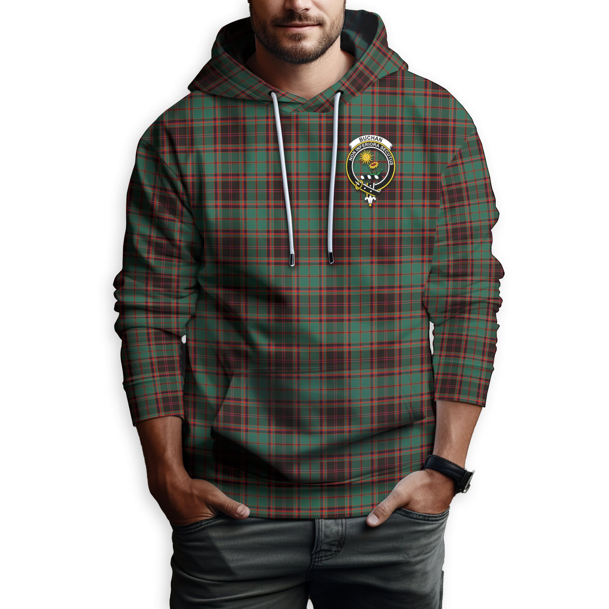 Buchan Ancient Tartan Hoodie with Family Crest - Tartanvibesclothing