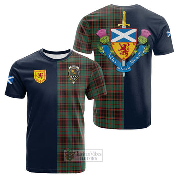 Buchan Ancient Tartan Cotton T-shirt Alba with Scottish Lion Royal Arm Half Style