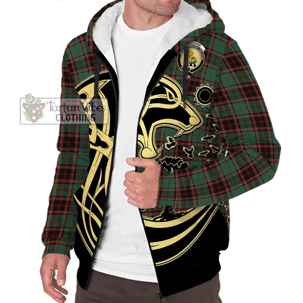 Buchan Ancient Tartan Sherpa Hoodie with Family Crest Celtic Wolf Style Unisex S - Tartan Vibes Clothing