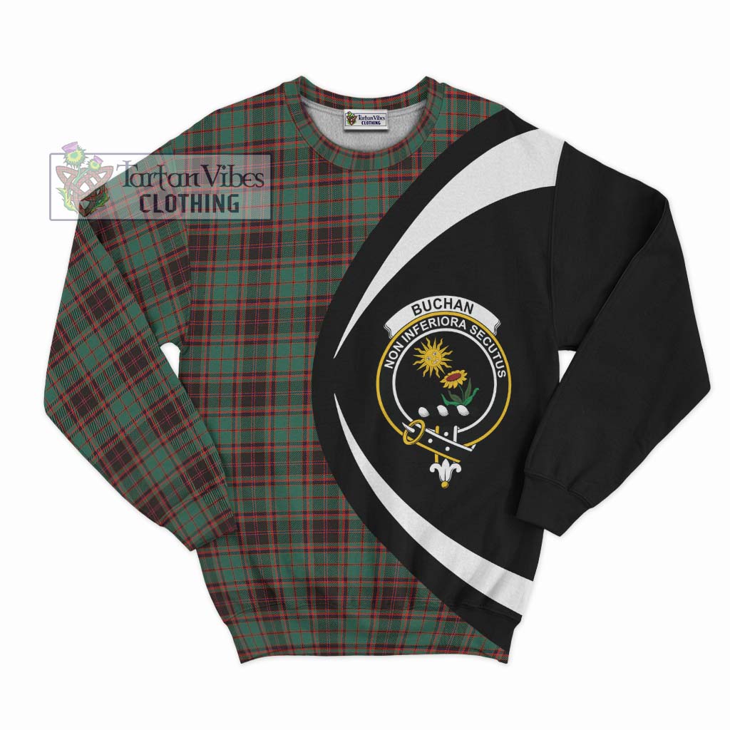 Buchan Ancient Tartan Sweatshirt with Family Crest Circle Style Unisex - Tartan Vibes Clothing