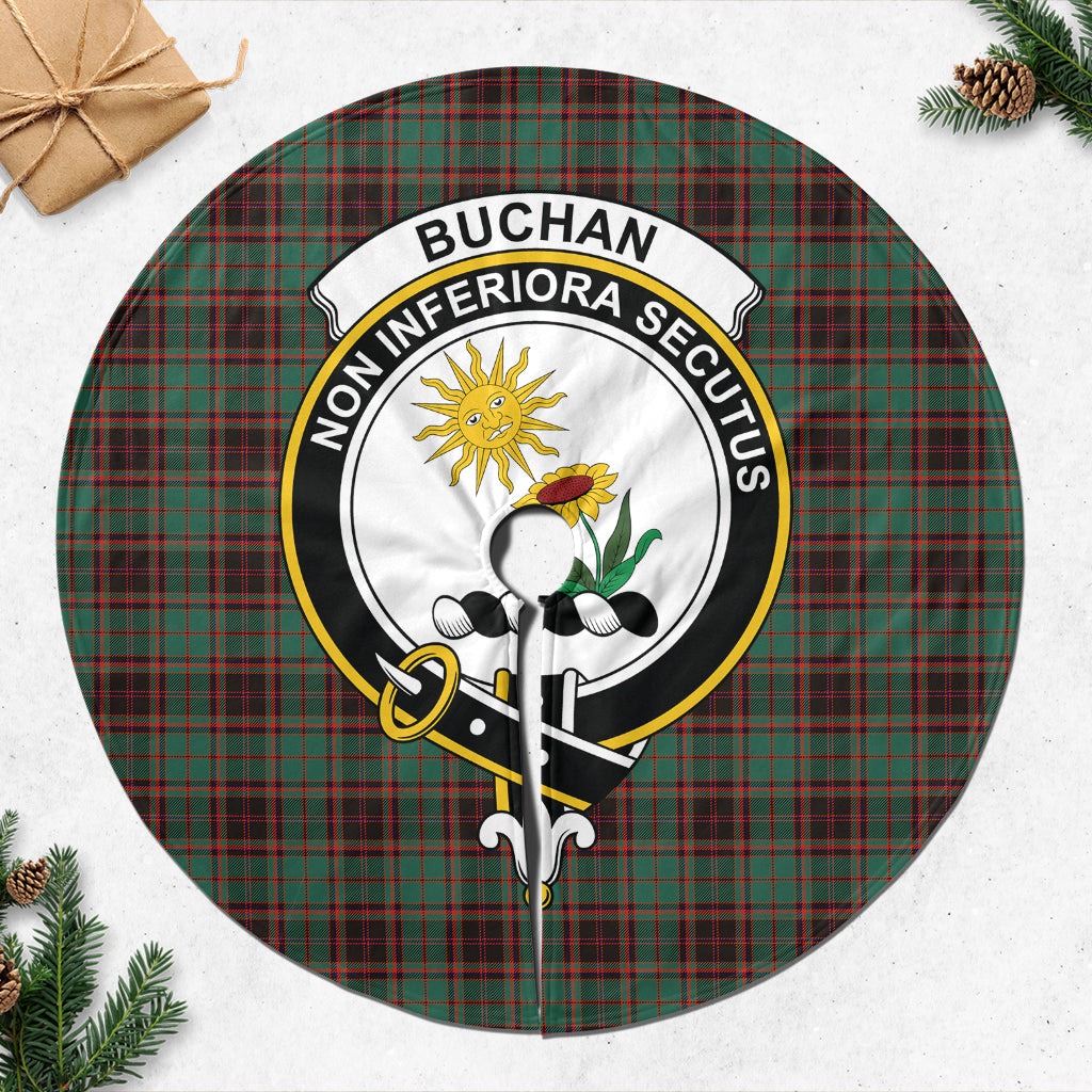 Buchan Ancient Tartan Christmas Tree Skirt with Family Crest - Tartanvibesclothing