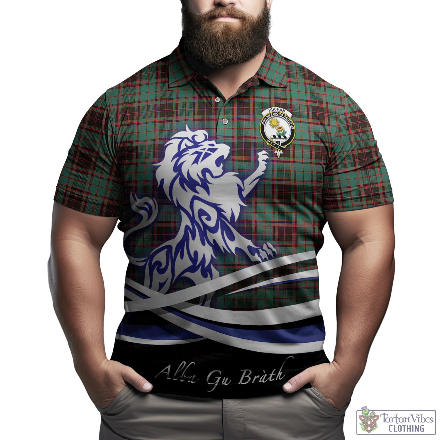 buchan-ancient-tartan-polo-shirt-with-alba-gu-brath-regal-lion-emblem