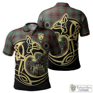 Buchan Ancient Tartan Polo Shirt with Family Crest Celtic Wolf Style