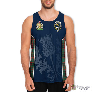 Buchan Ancient Tartan Men's Tanks Top with Family Crest and Scottish Thistle Vibes Sport Style