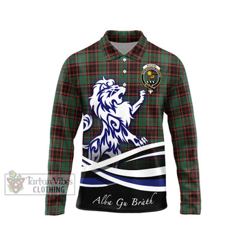 Buchan Ancient Tartan Long Sleeve Polo Shirt with Alba Gu Brath Regal Lion Emblem