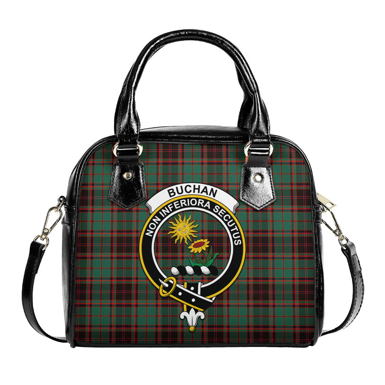 Buchan Ancient Tartan Shoulder Handbags with Family Crest One Size 6*25*22 cm - Tartanvibesclothing