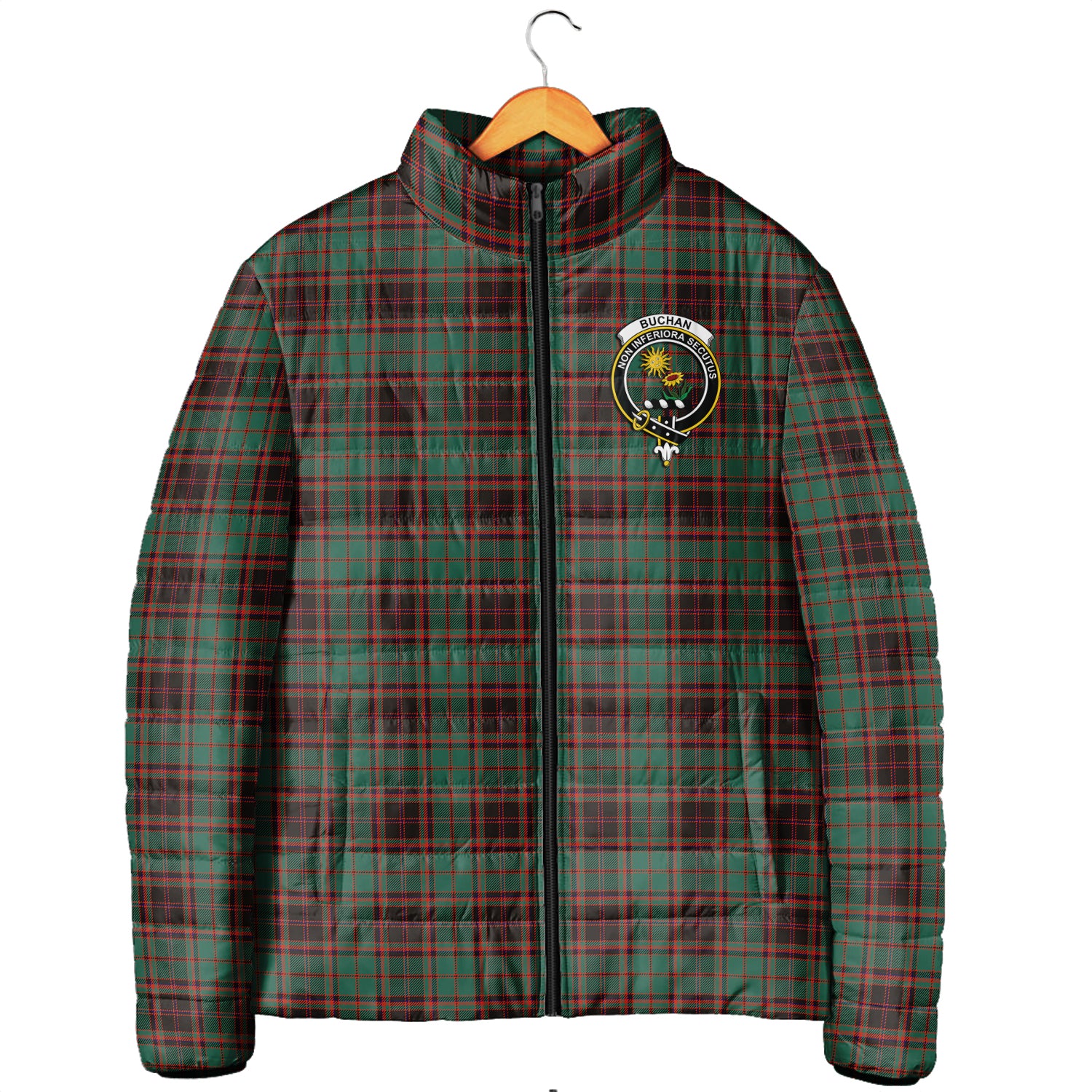 Buchan Ancient Tartan Padded Jacket with Family Crest Men's Padded Jacket - Tartan Vibes Clothing