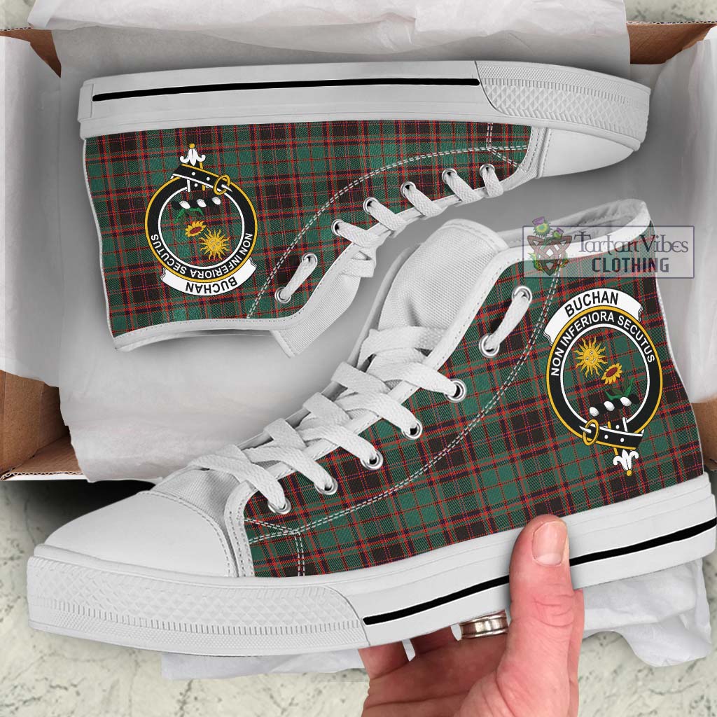 Tartan Vibes Clothing Buchan Ancient Tartan High Top Shoes with Family Crest