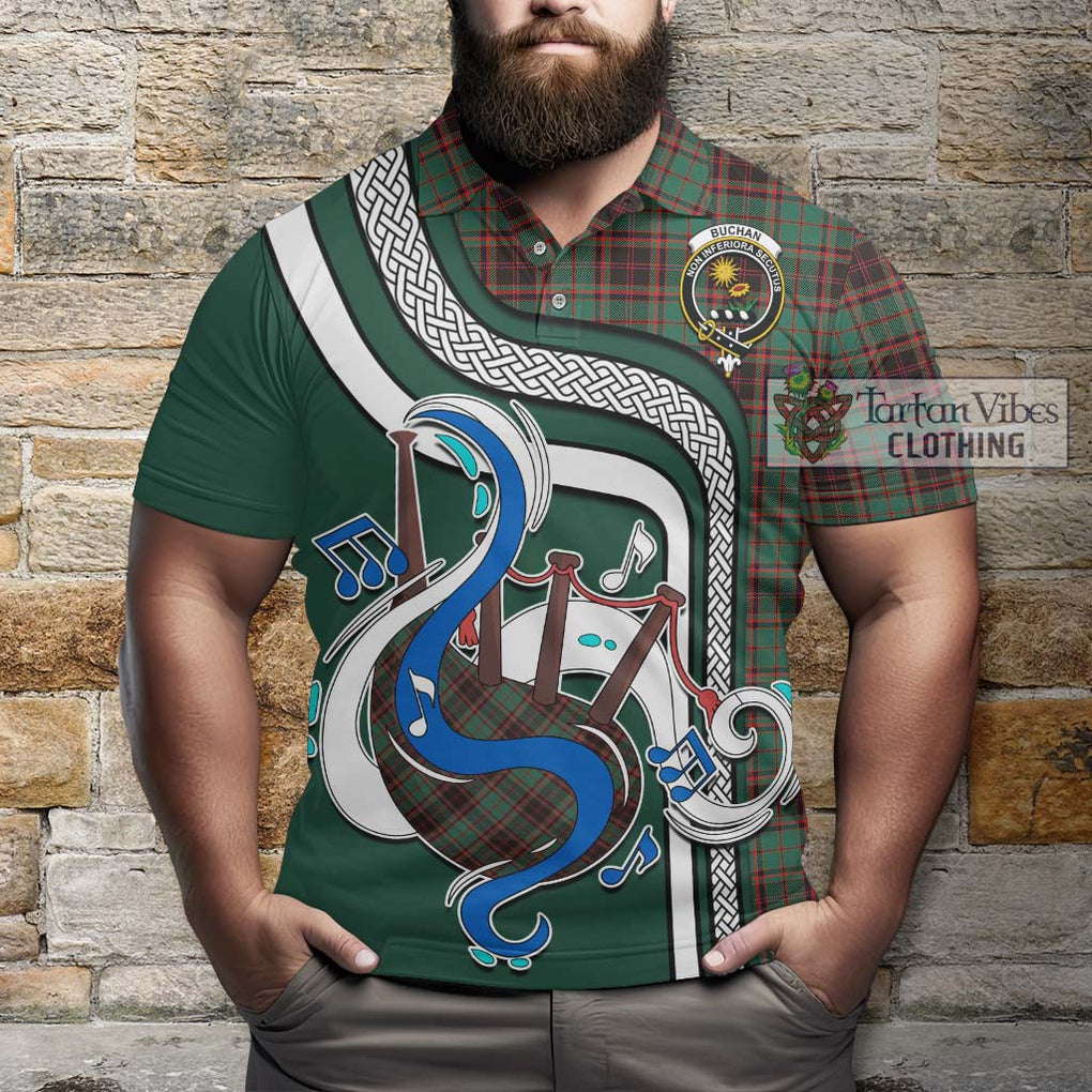 Tartan Vibes Clothing Buchan Ancient Tartan Polo Shirt with Epic Bagpipe Style