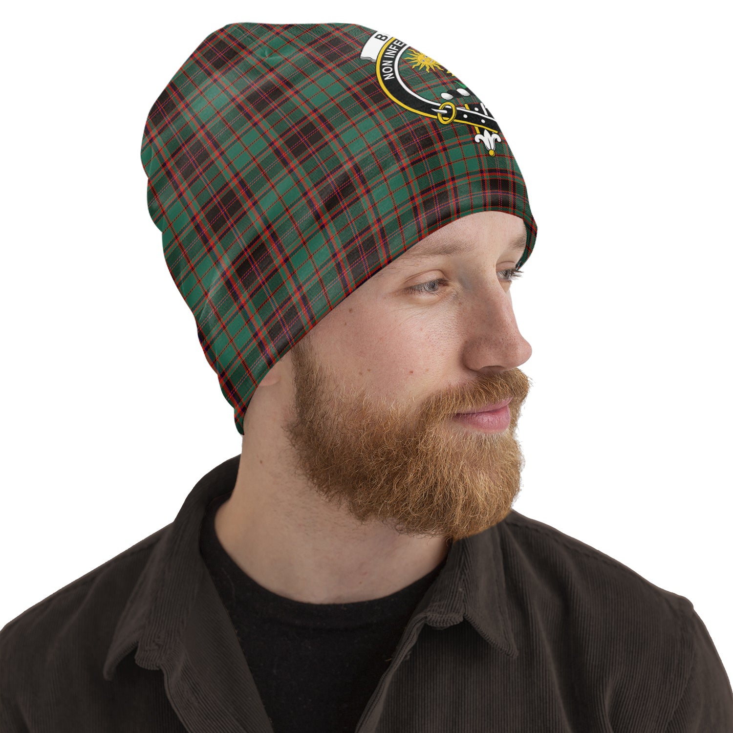 Buchan Ancient Tartan Beanies Hat with Family Crest One Size 10.5*10.2 inches - Tartan Vibes Clothing