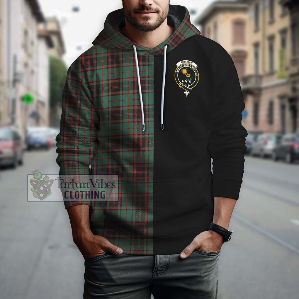 Buchan Ancient Tartan Hoodie with Family Crest and Half Of Me Style Zip Hoodie - Tartanvibesclothing Shop