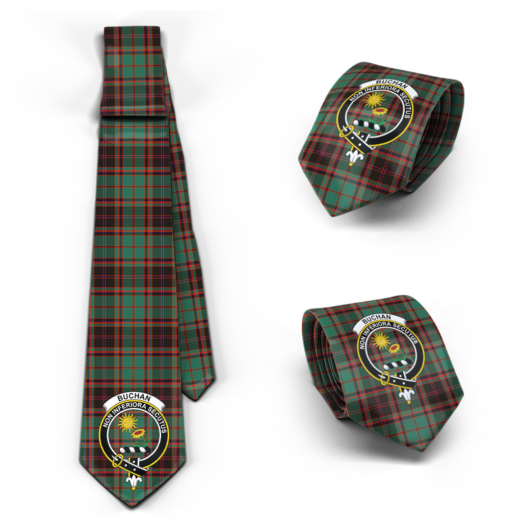 Buchan Ancient Tartan Classic Necktie with Family Crest Necktie One Size - Tartan Vibes Clothing