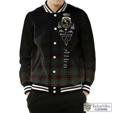 Buchan Ancient Tartan Baseball Jacket Featuring Alba Gu Brath Family Crest Celtic Inspired