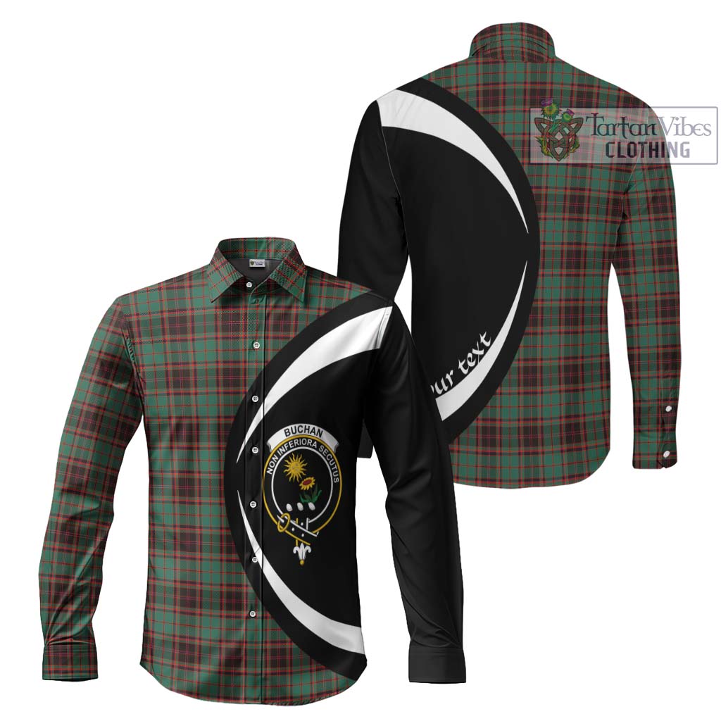 Buchan Ancient Tartan Long Sleeve Button Up with Family Crest Circle Style Men's Shirt S - Tartan Vibes Clothing