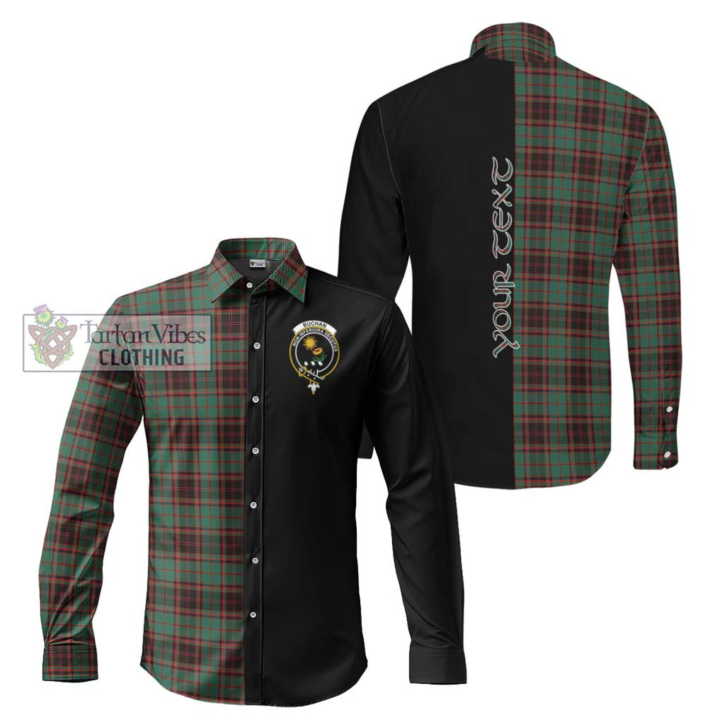 Buchan Ancient Tartan Long Sleeve Button Shirt with Family Crest and Half Of Me Style Men's Shirt S - Tartanvibesclothing Shop