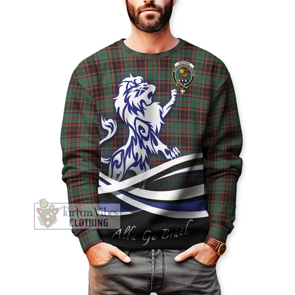 Buchan Ancient Tartan Sweatshirt with Alba Gu Brath Regal Lion Emblem Unisex - Tartanvibesclothing Shop