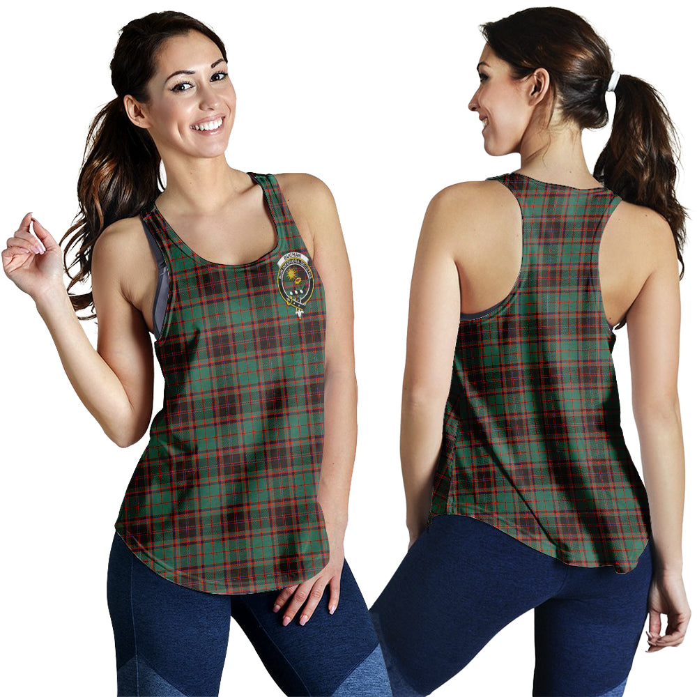 Buchan Ancient Tartan Women Racerback Tanks with Family Crest - Tartanvibesclothing