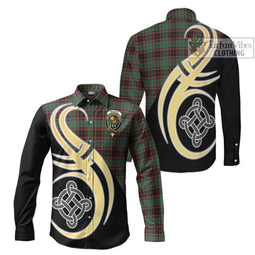 Buchan Ancient Tartan Long Sleeve Button Shirt with Family Crest and Celtic Symbol Style