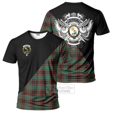 Buchan Ancient Tartan T-Shirt with Family Crest and Military Logo Style