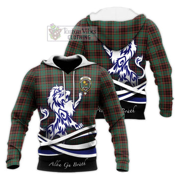 Buchan Ancient Tartan Knitted Hoodie with Alba Gu Brath Regal Lion Emblem