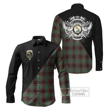 Buchan Ancient Tartan Long Sleeve Button Shirt with Family Crest and Military Logo Style